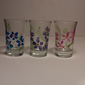 Set of 3 hand painted 1 oz. Shot glasses